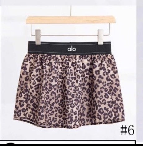 Alo Leopard Print Flutter Skirt