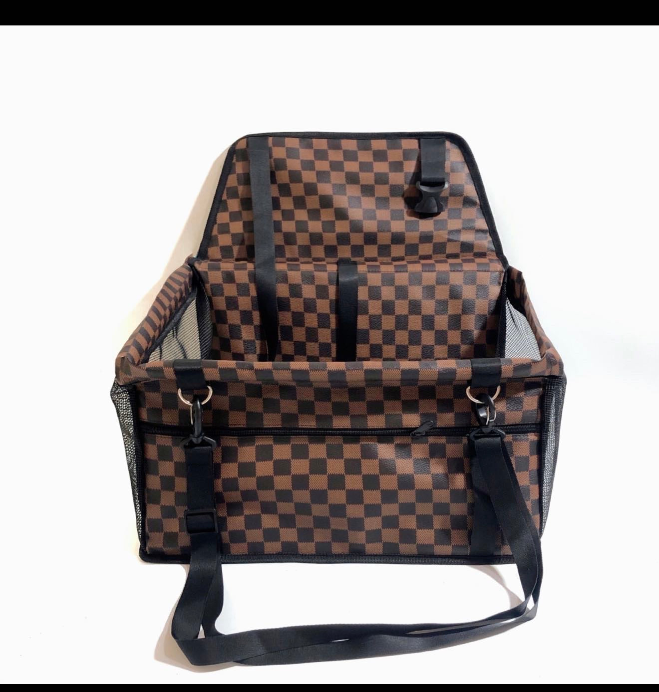 Checkered Luxury Pet Car Seat Booster