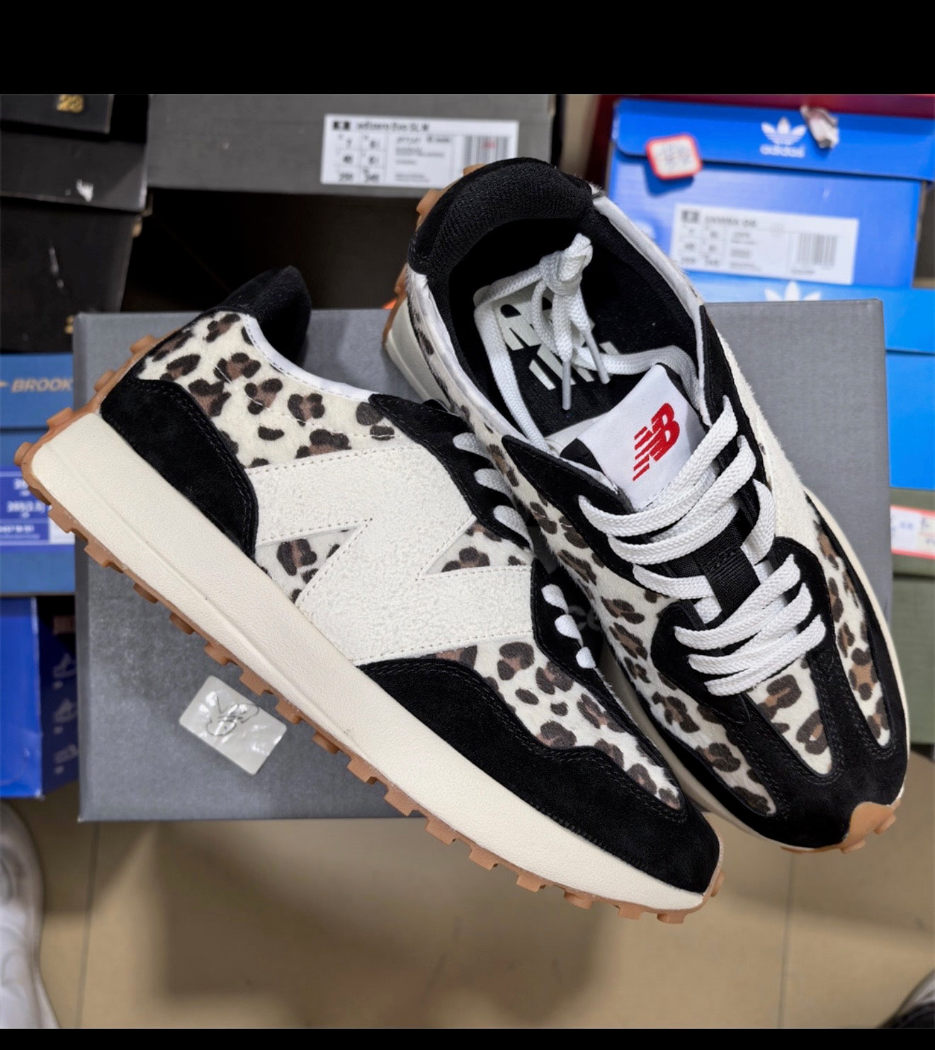 New Balance 327 Leopard Print Sneakers