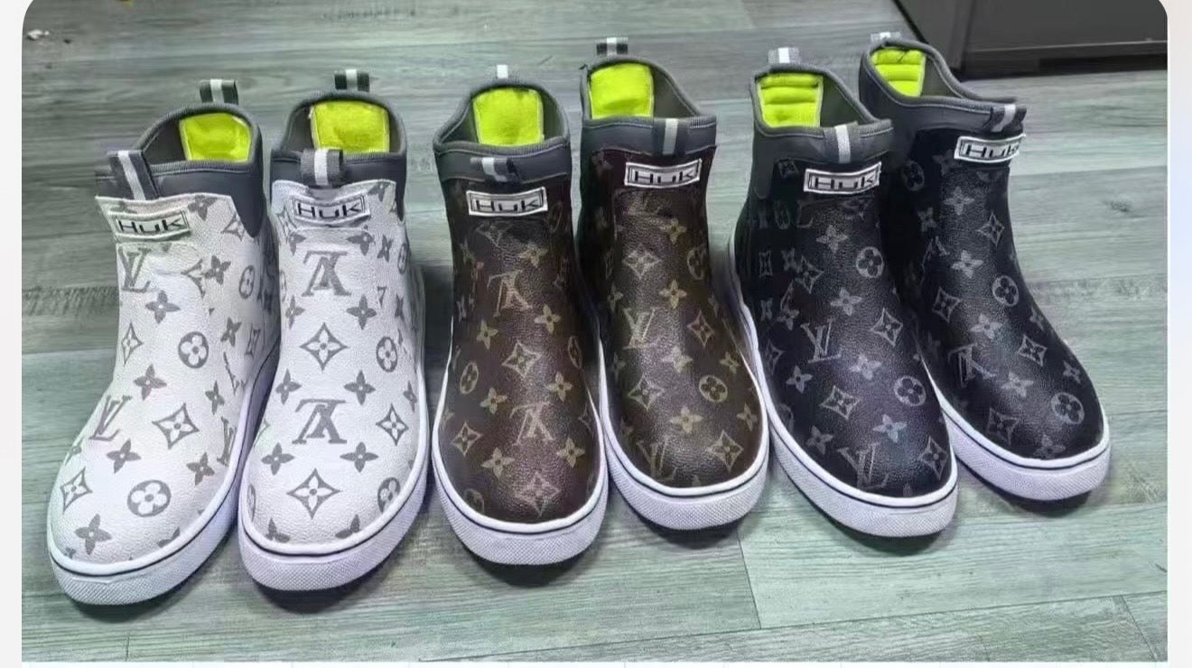 HUK Monogram Print Ankle Rain Boots